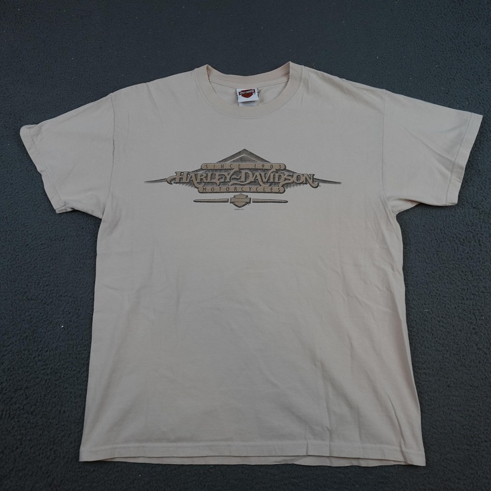 Vintage Harley-Davidson Seattle T-Shirt Mens Large Beige Double Sided 2000s USA